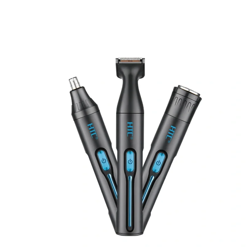 HTC AT-038 Stainless Steel Silver Nose and Ear Hair Trimmer Eyebrow Shaving Nose Ear Trimmer 3 in 1 Kit 4 HTC Hair Clipper, Hair Trimmer